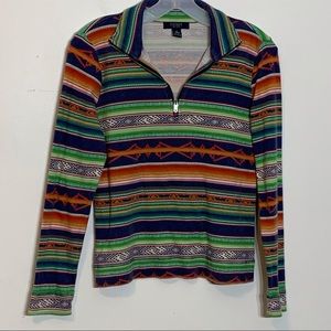 EUC Chaps super‎ soft striped quarter-zip shirt